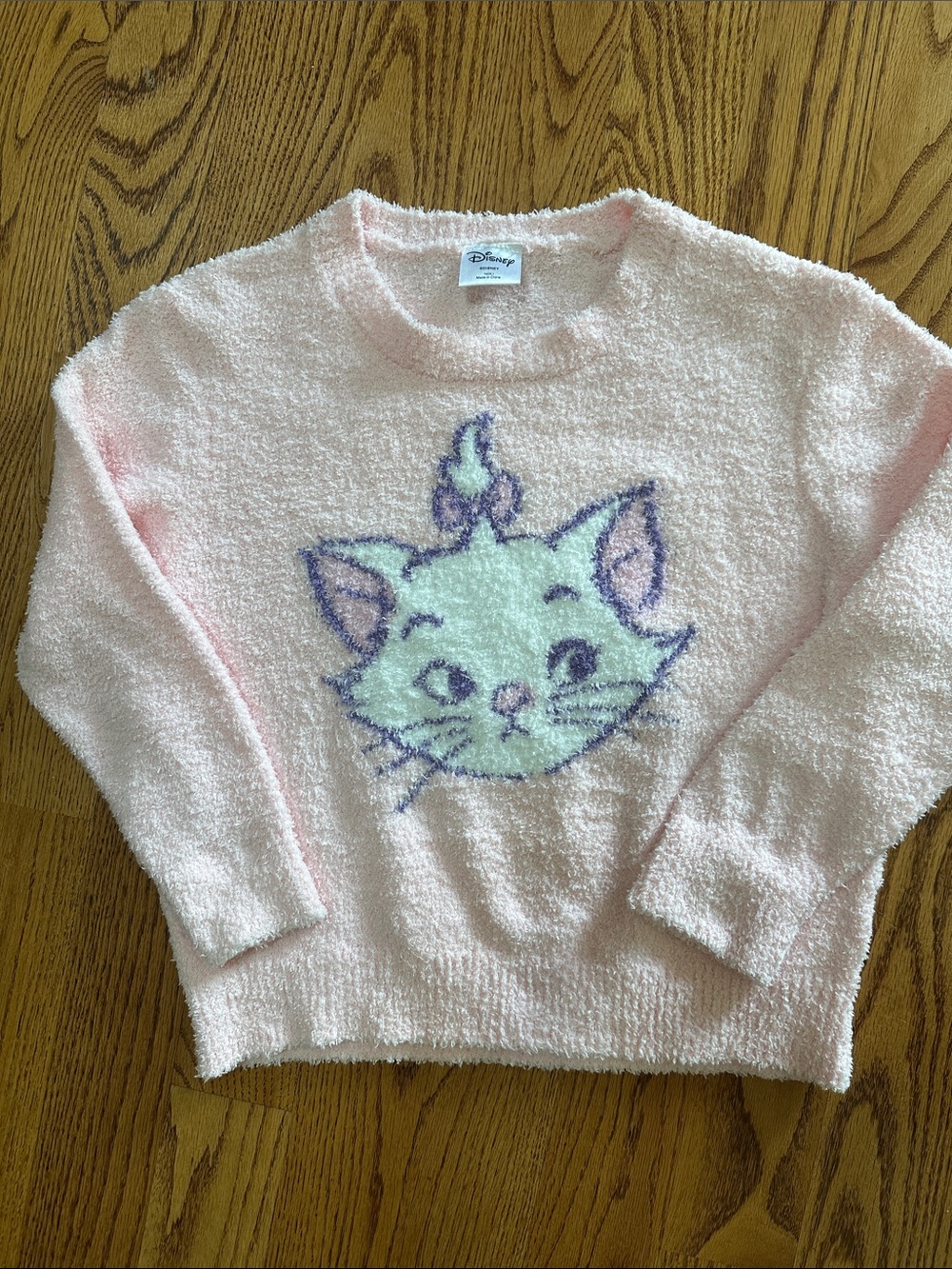 Disney Pink Fuzzy Sweater with Pastel  Marie Graphic - Aristocats- xl(14)